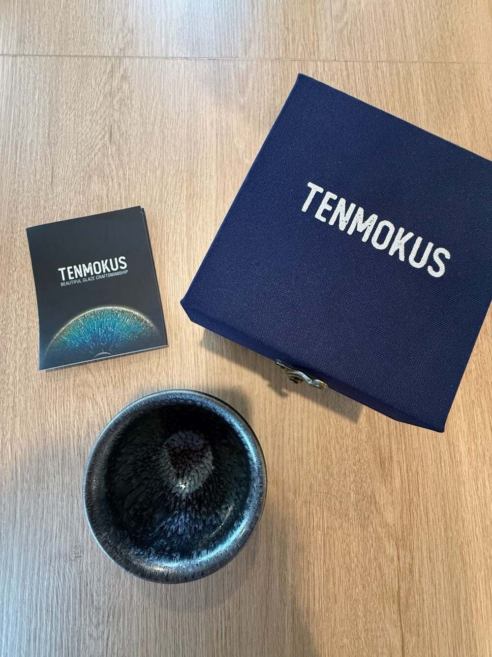 TENMOKUS Handmade Jianzhan Oil Spot Tenmoku Tea Cup with Box and Pamphlet